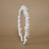 Gather Headband Milky White Lace
