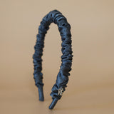 Gathered Headband Grey Satin