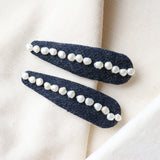 Hair Pin Denim Pearl