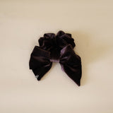 Big Ribbon Brown Velor Scrunchie 