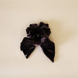 Big Ribbon Brown Velor Scrunchie 
