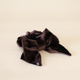 Big Ribbon Brown Velor Scrunchie 