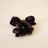 Big Ribbon Brown Velor Scrunchie 
