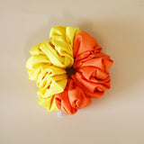 Double Silk Scrunchie Yellow Orange