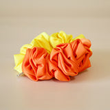 Double Silk Scrunchie Yellow Orange