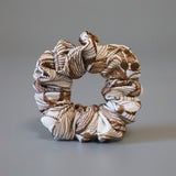 White Brown Scrunchie