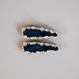 Navy Blue Silver Hair Pin