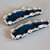Navy Blue Silver Hair Pin