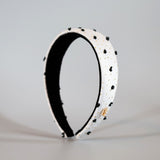 Thin Headband White Gold Dot with Black