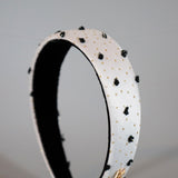 Thin Headband White Gold Dot with Black