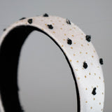 Thin Headband White Gold Dot with Black
