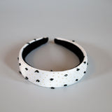 Thin Headband White Gold Dot with Black
