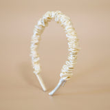 Gather Headband Satin Milky White