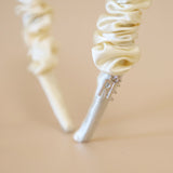 Gather Headband Satin Milky White