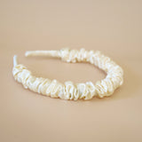 Gather Headband Satin Milky White