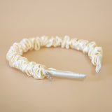 Gather Headband Satin Milky White