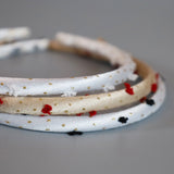 Tight Headband White Gold Dot with Black
