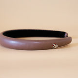 Slender Headband Eco Brown Leather No Studs