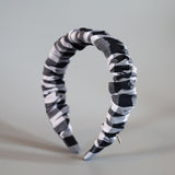 Wide Gather Headband Black Gingham Check