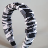 Wide Gather Headband Black Gingham Check