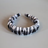 Wide Gather Headband Black Gingham Check