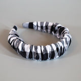 Wide Gather Headband Black Gingham Check