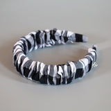 Wide Gather Headband Black Gingham Check