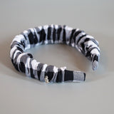 Wide Gather Headband Black Gingham Check