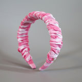 Wide Gather Headband Pink Gingham Check