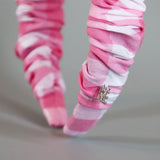 Wide Gather Headband Pink Gingham Check