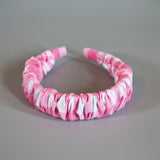 Wide Gather Headband Pink Gingham Check