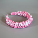 Wide Gather Headband Pink Gingham Check