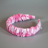 Wide Gather Headband Pink Gingham Check