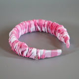 Wide Gather Headband Pink Gingham Check