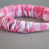Wide Gather Headband Pink Gingham Check