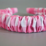Wide Gather Headband Pink Gingham Check