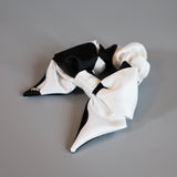 Big Ribbon White Black Scrunchie