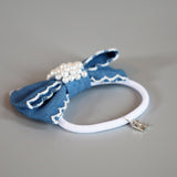 Denim Ribbon Pearl Hair Pony