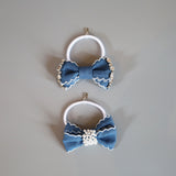Denim Ribbon Pearl Hair Pony