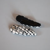 RE Hair Pin White Black Tweed