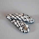 RE Hair Pin White Black Tweed