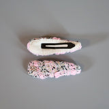 RE Hair Pin Pink Black Tweed