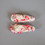 RE Hair Pin White Red Tweed