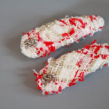 RE Hair Pin White Red Tweed