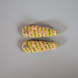 RE Hair Pin Green Pink Tweed