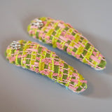 RE Hair Pin Green Pink Tweed