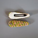 RE Hair Pin Green Pink Tweed