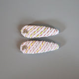 RE Hair Pin White Pink Tweed