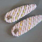RE Hair Pin White Pink Tweed
