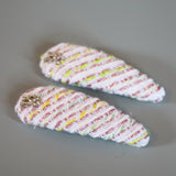 RE Hair Pin White Pink Tweed